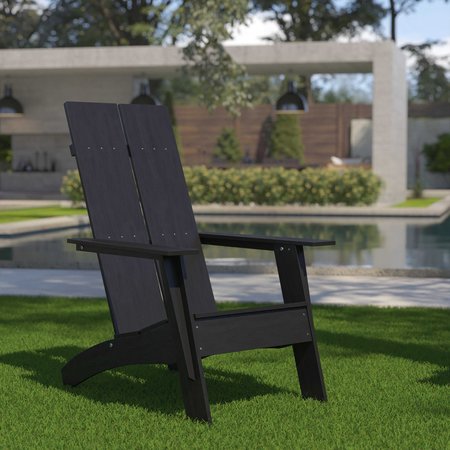 FLASH FURNITURE Black Modern Dual Slat Back Adirondack Chair JJ-C14509-BK-GG